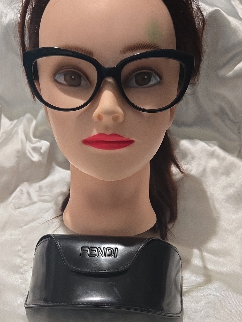 Fendi Black Cat-Eye Sunglasses with Matching Black Case